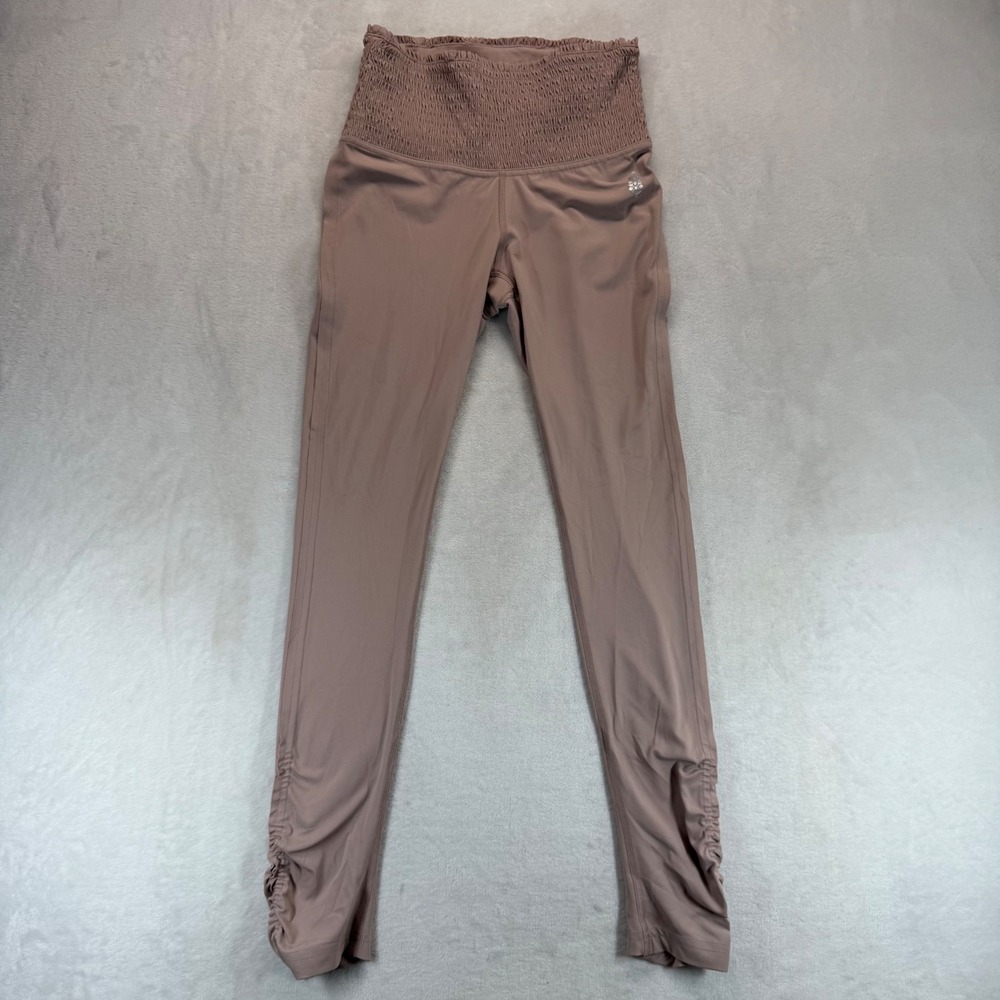 FP Movement High Waisted Leggings Smocked Waist Ruched Ankle XS READ